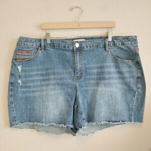 Lane Bryant Flex Magic Waistband Denim Mid-Rise Girlfriend Shorts Plus Size 24